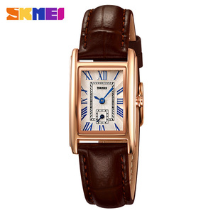 Skmei Women's Square Quartz Watch Leather Strap Rose Gold Case Roman Numerals Date Display Analog 8.8mm Thin Fashion Elegant - Product Image 5