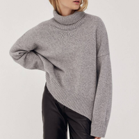 Pull en cachemire personnalisé pour femme, tricoté, col roulé, idéal pour l'hiver