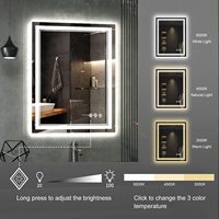 Cermin Kamar Mandi Modern Persegi Panjang dengan Sensor Sentuh, Terpasang di Dinding, Tahan Air, LED, Cermin Pintar untuk Hotel dan Rumah