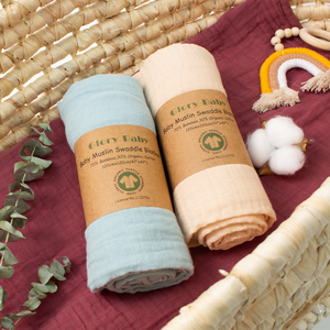 100% <span class=keywords><strong>cotton</strong></span> hữu cơ rắn bé bọc bộ đồ giường nhận Bộ bé Muslin Swaddle chăn - Product Image 3