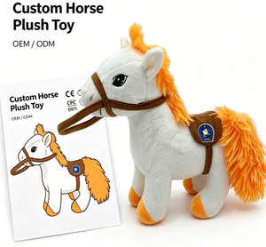 Juguete de Peluche de Caballo Hecho a Mano, Adorable y Divertido, Caballo de Peluche Blanco con Ojos Bordados - Product Image 1