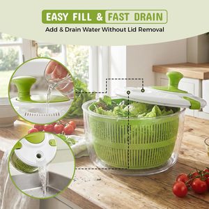Rotating Eco-Friendly Food-Grade Plastic Double-Layer <b>Salad</b> Spinner - Product Image 1