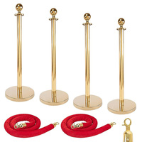 Ensemble de poteaux en corde de velours rouge de 5 pieds Hôtel Musée Centre commercial Barrière de contrôle des foules en métal durable