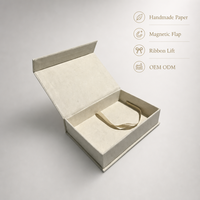 Caja de Regalo Magnética de Papel Hecho a Mano Leabon, Caja de Joyería con Tapa Texturizada Kraft y Cinta, Venta al Por Mayor de Fábrica