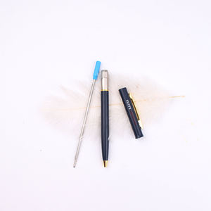 Stylo bille en métal torsadé bleu foncé pour usage hôtelier avec logo personnalisé, pointe de 1,0 mm – Promotion - Product Image 6
