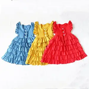 最新设计精品儿童女童服装婴儿派对分层连衣裙夏季纯棉化装裙