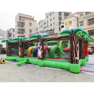 8x7m grand <span class=keywords><strong>parc</strong></span> d'amusement gonflable de terrain de jeu de thème de zoo d'intérieur avec le parcours d'obstacles de glissière n pour des centres de jeu gonflables d'enfants - Product Image 3