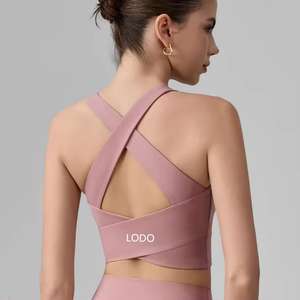 Nuevo Sujetador Deportivo para Mujer, Diseño Simple con Espalda Descubierta, Copa Fija, con Soporte, para Gimnasio, Pilates, Fitness y Yoga - Product Image 1