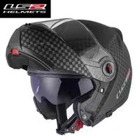 Casque de moto LS2 en fibre de carbone, casque modulaire léger à double visière anti-buée pour hommes et femmes FF394 12K