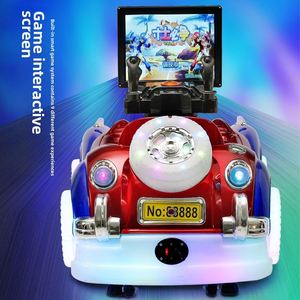 Voiture de course d'arcade pour enfants à monnayeur avec écran et lumières clignotantes, rouge et bleue, en plastique, machine de jeu d'action pour parc d'attractions - Product Image 4