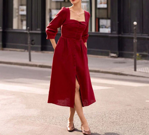 Nueva llegada Vintage de las mujeres Plunge Neck Lace up Ruffle Front Backless y Tie Back Rust Cami Maxi Dress - Product Image 1