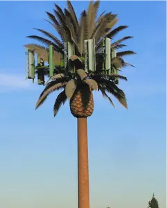 Palmeira de árvore camuflada gsm 5g torre de montagem de antena de poste de telecomunicações