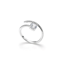 Bague de fiançailles en argent sterling 925 plaqué rhodium avec moissanite ronde couleur D VVS, bijoux fins pour femmes, fabrication sur mesure