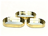 Ovales Gold-Metall-Tablett-Set mit Spiegelbasis, Dekorative Spiegeltabletts für Schmuck, Kosmetik, Dessert-Tisch, Heim, Hochzeit, Party-Dekoration