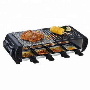 1200W Raclette-Grill Indoor-Barbecue-Grillplatte mit Antihaftbeschichtung Flache & Geriffelte Oberflächen - Product Image 1