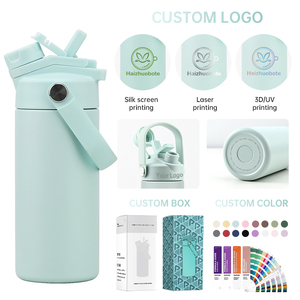 Custom Logo Double Wall <strong>Flask</strong> Ceramic Inner 14oz Wide Mouth Travel School Kids Insulated Stainless Steel Water Bottle <strong>with</strong> <strong>Straw</strong> - Product Image 4
