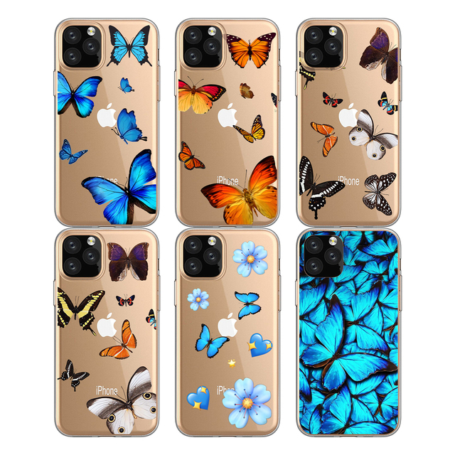 Butterfly Flower Printed Design Fashion Soft TPU Shockproof Mobile Phone Case for iPhone 13 PRO MAX 15pro 8plus 12promax