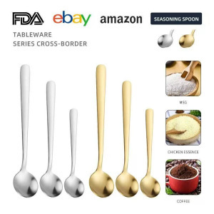 ชุดช้อนตวงสแตนเลส 304 สีทอง ช้อนคนกาแฟสำหรับปรุงรส ทนทาน ใช้ในครัวเรือน - Product Image 6