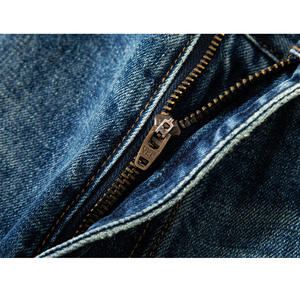 커스텀 다크 블루 세이린 3D 허니콤 워싱으로 빈티지 청바지 디자이너 플랫 패브릭 청바지 - Product Image 3