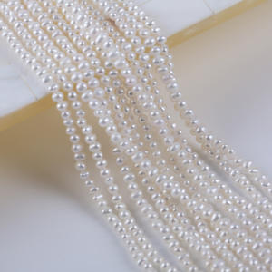 Petites perles ovales blanches d'eau douce naturelles de 3 à 3,5 mm, vente en gros, matériel de fabrication de bijoux, accessoires, perles en vrac - Product Image 4