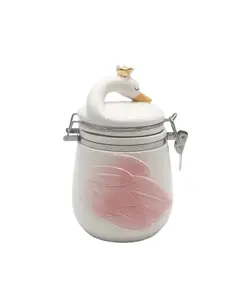 Gốm Dolomite Cookie Jar Với Bản Lề Jar Nắp, Thiên Nga Nhà Máy Bán Buôn