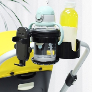 Support de tasse pour poussette avec rangement pour téléphone portable, biberon, accessoires mobiles et porte-bouteille - Product Image 2