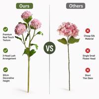 Bunga Hydrangea Sutra 3 Kepala Berkualitas Tinggi, Bunga Imitasi Premium untuk Dekorasi Rumah, Pernikahan, Thanksgiving, Halloween, dan Hari Ayah