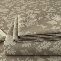 Parure de draps modernes en mélange de lin à motif végétal imprimé – Drap plat, drap-housse, taies d'oreiller – Écologique, lavable en machine 40