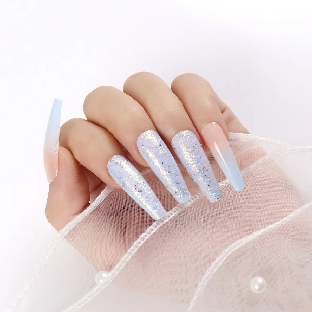 Stampa personalizzata sulle unghie bara media marmo punta francese unghie Manicure acrilico Stick sulle unghie