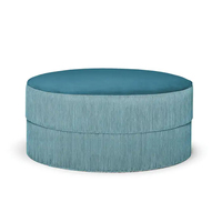 Pouf ottoman rond moderne italien personnalisé en tissu à pompons pour villa, salon, chambre à coucher, repose-pieds de canapé ou pour maquillage
