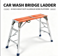 Échelle de lavage de voiture en aluminium robuste, plateforme de travail réglable de 20 pouces pour le nettoyage automobile