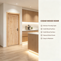High Stability Solid Cedar Flat Solid Wood Door Moisture Resistant Timber Door for Indoor Space