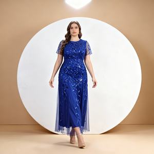 Abaya de Poliéster con Lentejuelas Bordadas de Lujo Personalizada para Mujeres Musulmanas, Vestido Elegante para Ocasiones Especiales - Product Image 1