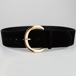 <span class=keywords><strong>Ceinture</strong></span> en cuir suédé épais vintage pour <span class=keywords><strong>femme</strong></span> avec boucle dorée - Product Image 4