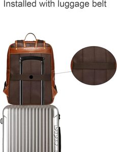 Vintage Genuine <b>Leather</b> <b>Backpack</b> For Men Fits up to 15" <b>Laptop</b> Travel Hiking Rucksack - Product Image 3