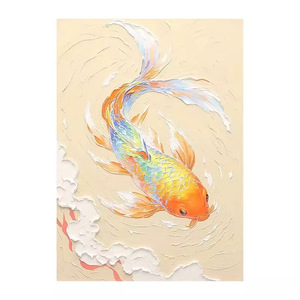 Peinture à l'huile de poisson Koi peinte à la main, effet 3D, décoration artistique abstraite sans cadre pour salon, entrée - Product Image 5