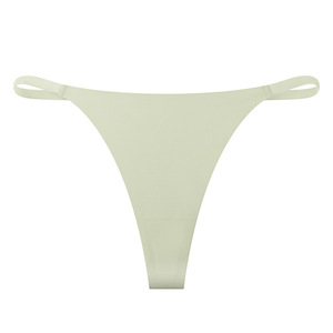Solid Thin Strap Women <b>Thong</b> Panties Low Rise No Show <b>Seamless</b> Ladies G String Underwear Breathable Plus Size Intimates OEM ODM - Product Image 4