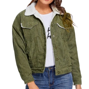 Blouson d'aviateur d'hiver en velours côtelé personnalisé pour femmes - Product Image 1