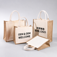 Sacs de courses pliables personnalisés par le fabricant, sacs à main en lin naturel réutilisables, sacs fourre-tout vierges en jute et toile de jute pour la plage et les voyages avec logo