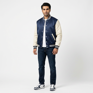 Chaqueta Varsity con Cuello Alto y Logotipo Personalizado 2026, para Hombre, al por Mayor, Tallas Grandes, 100% Algodón, Bordado, Personalización DTG - Product Image 1