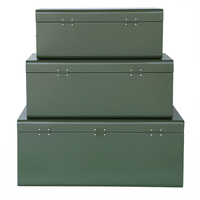 3er-Set Anpassbarer grüner Metall koffer mit goldenem Hardware-Speicher koffer Andenken koffer
