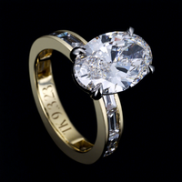 Bague de mariage personnalisée pour femme avec diamant de laboratoire ovale taillé en baguette de 2 carats certifié IGI, en argent S925, or 10K, 14K, 18K ou platine PT950