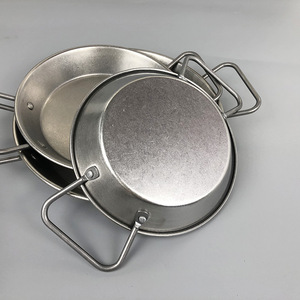 Venta caliente olla de acero inoxidable restaurante utensilios de cocina doble manija antiadherente Paella Sartén estilo coreano para cocinar - Product Image 4