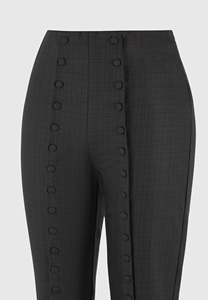 <b>Women's</b> Black High Waist Straight <b>Formal</b> <b>Trousers</b> With Button Detail Autumn Wear Long Slim Pant For <b>Women</b> - Product Image 5