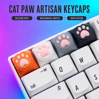 Custom Cute Silicone Cat Paw Claw Artisan Keycaps for Mechanical Keyboards Soft 3d Design DIY Customizable Oem Bulk