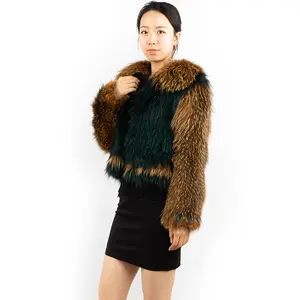new designed girls fur jacket wholesale beautiful knitted women fox fur coat