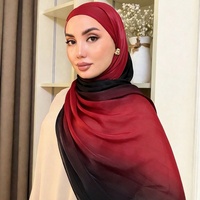 Pañuelo Hijab de Chifón Degradado Brillante, Pañuelo para la Cabeza de Poliéster con Destellos, Chal Modesto para Mujer, para Fiestas Nocturnas y Uso Diario