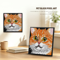 Kit Blok Bangunan Seni Pixel Hewan Peliharaan dari Batu Bata Mikro DIY, untuk Lukisan Dinding dan Meja, Penggunaan Ganda, Dekorasi Rumah, Puzzle Perakitan, Hadiah