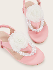 <span class=keywords><strong>Sandali</strong></span> con Tacco Alto per Bambine, Nuovo Stile con Perle e Fiori, <span class=keywords><strong>Sandali</strong></span> Casual alla Moda - Product Image 5