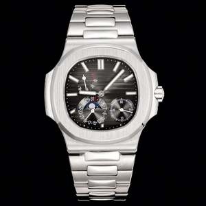 Reloj de Pulsera Automático Cuadrado de Lujo para Hombre, Correa de Acero Inoxidable, Esfera Azul Marino, Fase Lunar, Cronógrafo, Reloj de Pulsera Mecánico - Product Image 3